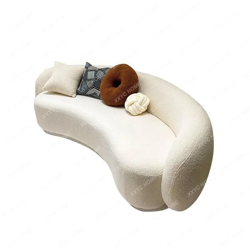 hot sale simple living room sofa small apartment lamb wool light luxury cream style clothing store curved loung 9 kf S88524352415d4f8dbbcc6c6b1dd9a1d04