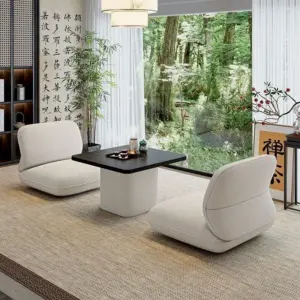 Living Room & Bedroom Bay Window Chair Set: Tatami Stool, Leisure Home Balcony Backrest Guesthouse Bay Window Tea Chair & Table