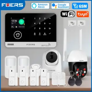 FUERS Alarm System for Home WIFI GSM Security Alarm Host Ant-theft with Door Motion Sensor Tuya Smart App control work Alexa