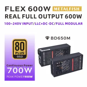 METALFISH Flex 600W Modular Power Supply Small 1U Computer PSU Flex-ATX 500W For ITX Compact Mini PC POS AIO NAS 90-264V