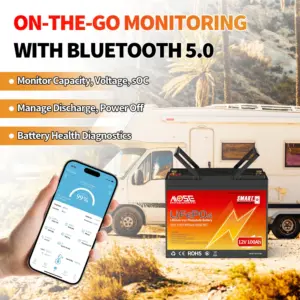MOSEWORTH LiFePO4 12V 100Ah Battery Pack 12.8V Lithium Battery 8000+ Cycles With Bluetooth BMS Grade A For Boat RV Campers 3 kf S8cf1f65553904cf98decd277a22c8eb4a
