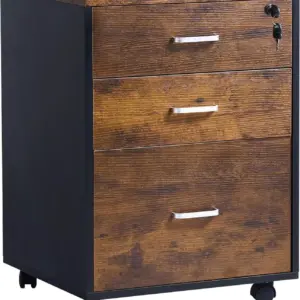 SogesHome Szafka na dokumenty na kółkach, mobilna szafka biurowa, zamykana, z 3 szufladami, meble biurowe, kolor biały, kontener