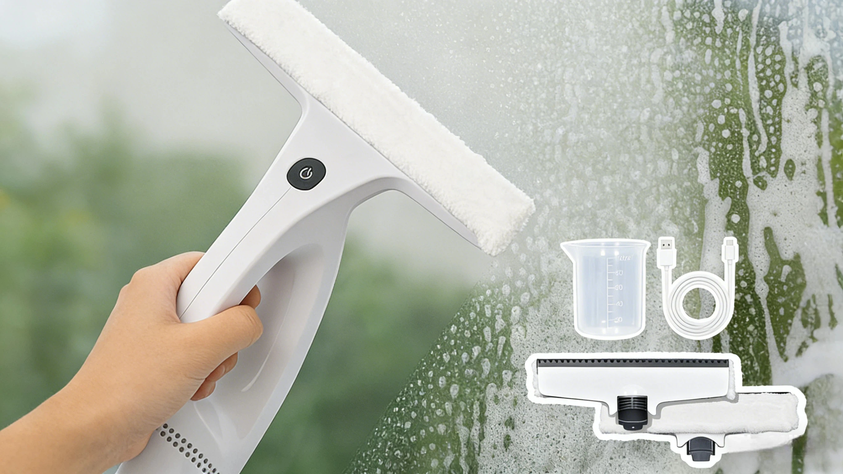 3-in-1 electric window cleaner: vacuum, water suction, and squeegee, cleans tiles and mirrors, can be operated with one hand 8 kf S8d424d9b8fa34daea6afac4c45c3b66cg