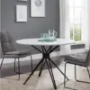 Round Dining Table Smart, biały + czarny, 100 x 100 x 75 cm