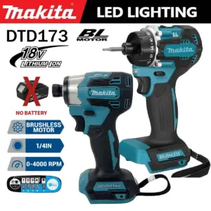 Makita DTD173 Brushless Electric Screwdriver 3800IPM 3600RPM Impact Driver 180NM Electric Drill Wood/Bolt/T-Mode For 18V Battery