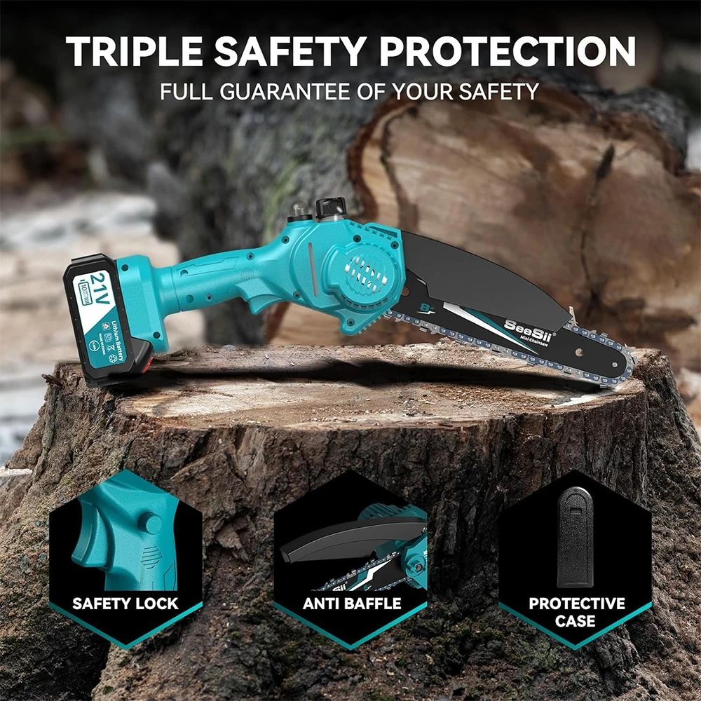 SEESII 8'' Mini Cordless Chainsaw kit Electric Chainsaw Wood Cutter Pruning Garden Power Tools For Makita 18V Battery pin 14 kf S8e57f87d14cf4a3788514e49310d6a7aD