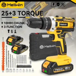 MELLWIN 25+3 Torque Electric Impact Drill Multipurpose Cordless Electric Screwdriver DIY Power Tool For Makita 18V Battery Pin