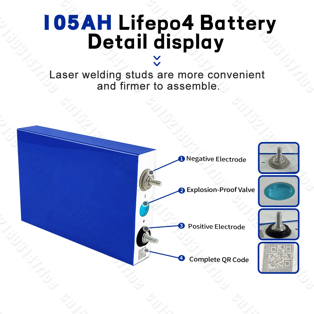 3.2V Lifepo4 Battery 105AH Brand New Lithium Iron Phosphate Cell DIY 12V 24V 48V for Camping Boat Golf Cart RV EV Forklift 11 kf S8ed2c819a7a54cb2929fe52f57e3482bq