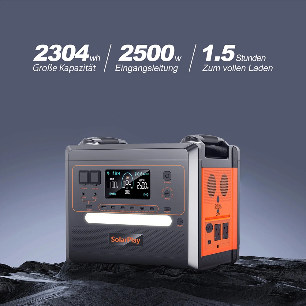 SOLARPLAY Q2501 Q2402M Portable Power Station 2160WH 2304WH LiFePO4 Battery with 2400W/2500W (4800W Peak) Solar Generator 18 kf S8f81d8a6edad4e96acb70a4d66efe16b9