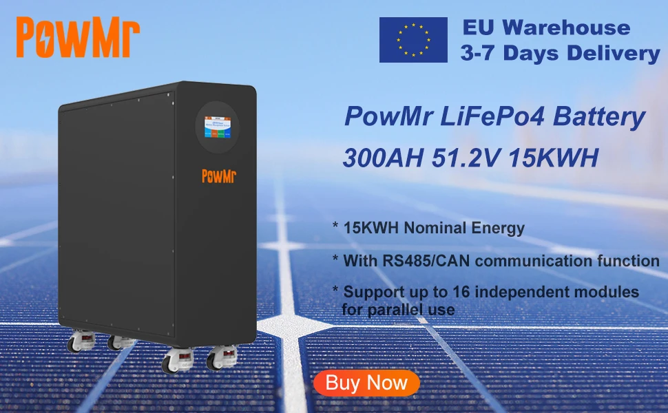 PowMr 300AH 200AH 150AH 100AH Lifepo4 Battery 12V 24V Battery Packs Solar Lithium Battery Rechargeable BMS Grade A 6000+ Cycle 8 kf S8fa159b891b145459d0cfc27f3e3c975Z