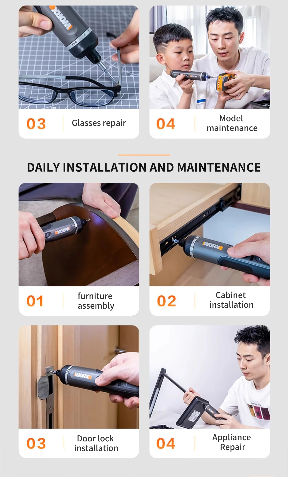 WORX WX242 4V Electrical Screwdriver Set Smart Cordless Electric Screwdrivers USB Rechargeable 30 Bit Set Mini Drill Power Tool 11 kf S90c26f846cbb40268ff2ba0a6200bb9fO