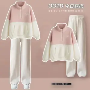 Velvet and Thickened Lamb Hair Outer Set for Women's Autumn and Winter New Korean Casual Wide Leg Pants Fashion Two Piece Set 3 kf S913efbe2a0a14aca99038a7eb86a1edcH