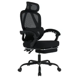 Ergonomic Office Chair with Retractable Footrest, Desk Chair with Adjustable Backrest, Headrest, Computer Chair