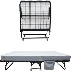 75''x31'' Deluxe Diplomat Folding Bed with Mattress for Adults, Portable Foldable Bed Super Strong Frame, Fold Up, Roll Away