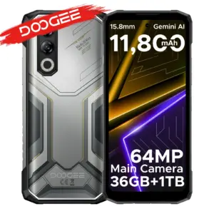 DOOGEE Blade20 Max Rugged Phone 36GB RAM(12+24) 1TB ROM Gemini AI 6.6" 120Hz 11800mAh Battery Android 15 Helio G100 Smartphones