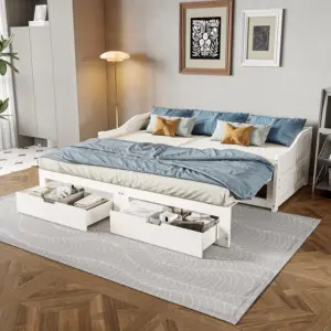 Rosahqnda 2-in-1-Schlafsofa mit Schubladen, 90/180 x 200 cm, Ausziehsofa mit MDF-Lattenrost und Stauraum, ohne Matratze