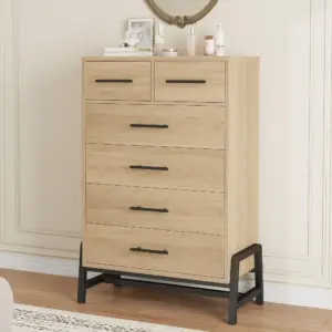 4+2 Dresser for Bedroom, 46.6" Tall Dresser, Tall Drawer with Storage Freestanding, Wooden Closet Storage Chest for Living Room,