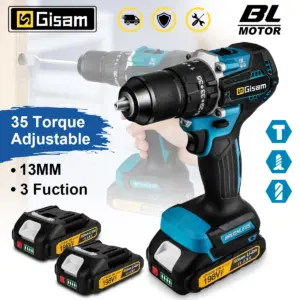 GIsam 13mm Electric Drill Brushless High-Power Impact Screwdriver Dual Speed 35+3 Torque Power Tool for Makita 18V Battery pins