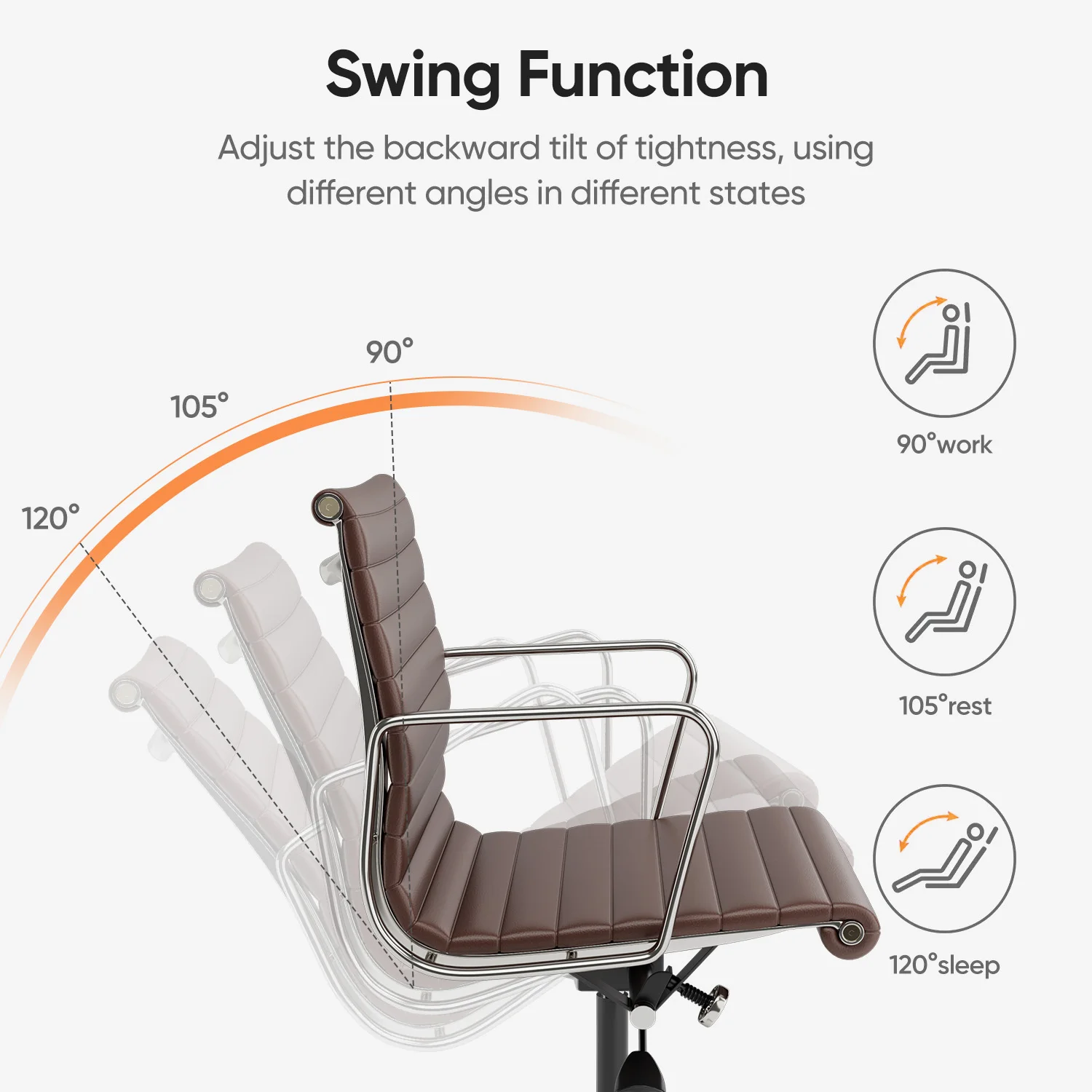 Ribbed Office Chair Ergonomic Office Chair Brown Genuine Leather Swivel Chairs Adjustable Swivel Computer Desk Gaming Chair 11 kf S979c8689b593480baf01c156025d3632B