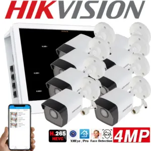 Original hikvision mutil language DS-2CD1043G2-I bullet IP camera kit with 8ch POE NVR recorder