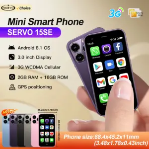 SERVO 15SE Mini smartfon 3G WCDMA WiFi Hotspot System operacyjny Android Sklep Play WhatsApp 2 GB + 16 GB 2 karty SIM 3,0" Super mały smartfon