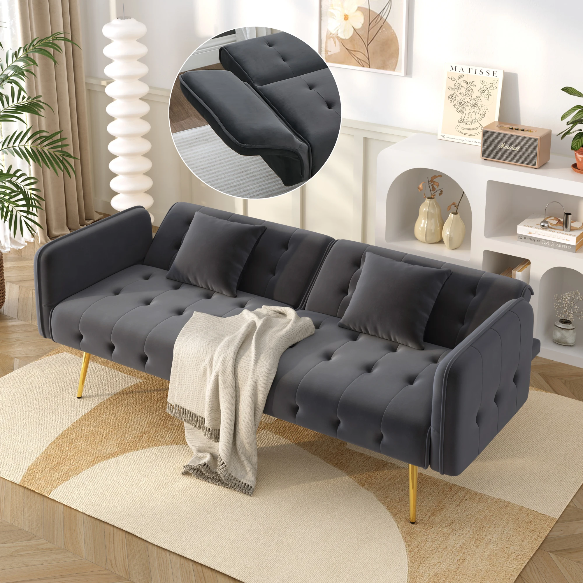 Two-seater multifunctional sofa bed with bed function, adjustable backrest. Modern folding sofa bed for living room 8 kf S9933f5a2ce8c43c6bddb886713aa206fi