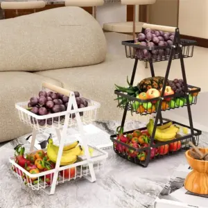 2025 New Portable Fashion Iron Kitchen Storage Rack Multi Functional Fruit Basket Multi Layer Snack Storage Rack