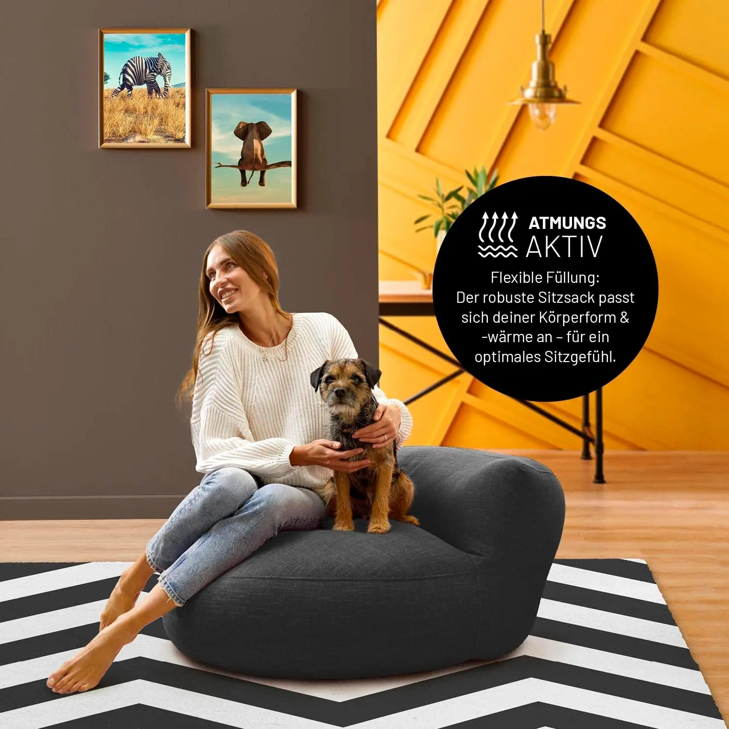 Interior Line Sofa do siedzenia, okrągła, 320 l, 90 x 50 cm, ciemnoszara 11 kf S9b24b6574b484558938bc5d8fc1537fdi