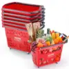 SucceBuy 6PCS Shopping Baskets 39L Rolling Shopping Carts with Handles & Wheels Portable for Supermarkets Retail Stores Grocery