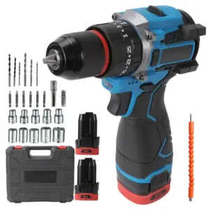 50N.m Cordless Lithium Electric Drill Screwdriver Portable Multifunctional Hand Electric Drill Power Tool Set with 2 Batteries