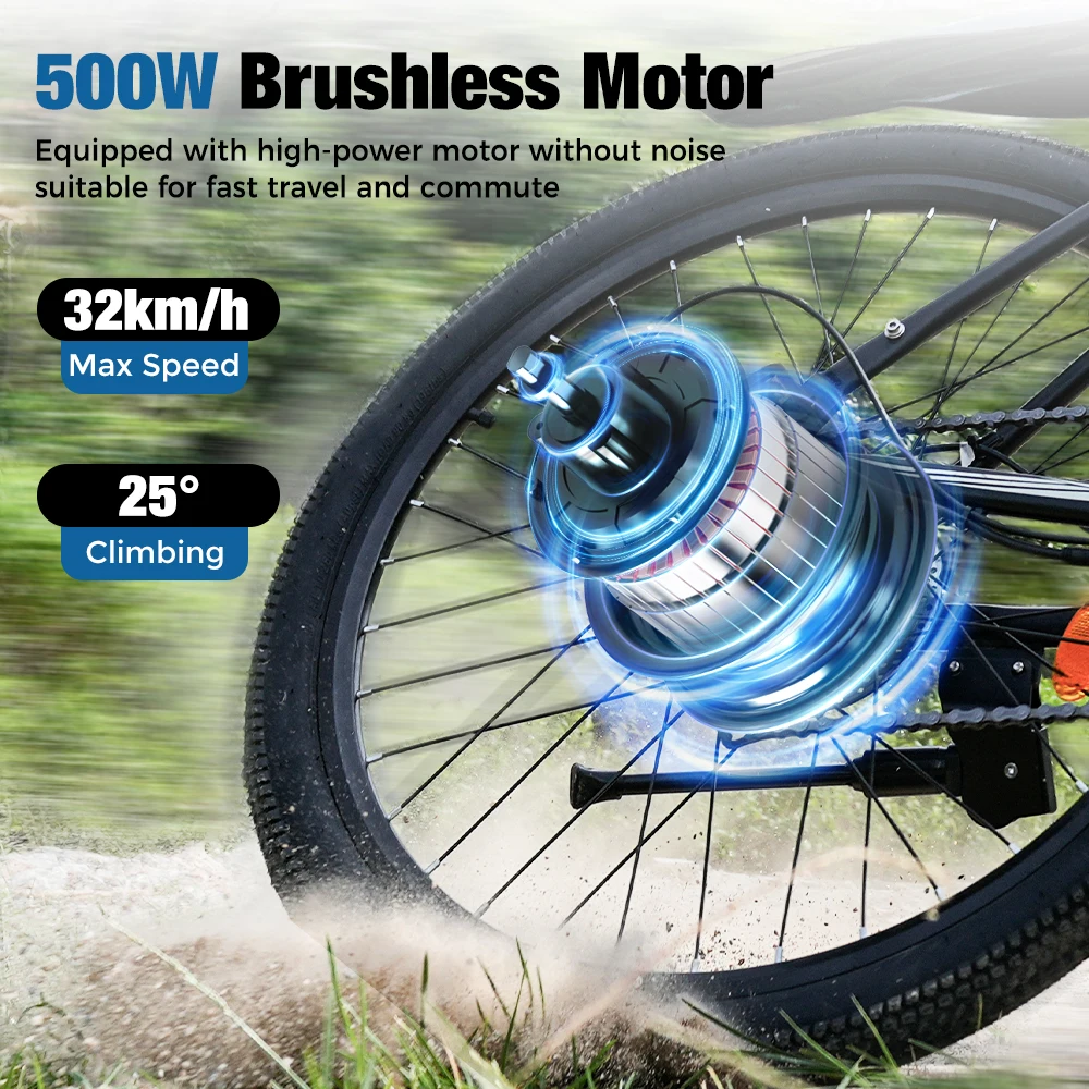 iScooter EB3 Electric Bike, 500W Motor, 36V 10.4AH, Adult Electric Bike, Removable Lithium Battery, City Commuting E-Bike 10 kf S9bba7f1ed0294699be06291fa1c3a004i