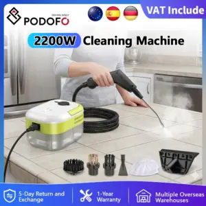 Podofo 2200W 3.0Bar Steam Cleaner High Pressure&Temperature Steam Mop Household Air Conditioner Kitchen Hood Car Washer&1.2L Tan