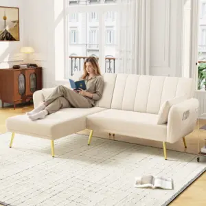 Modernes Klappsofa, L-förmiges Sofa, Schlafsofa MIT Zusatzecke, Ecksofa MIT Schlaffunktion, geeignet für Wohnzimmer, Schlafzimme
