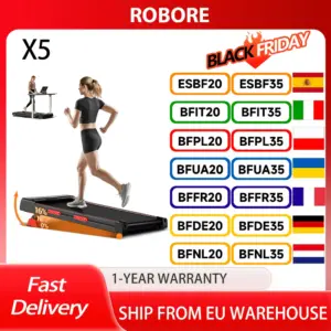 ROBORE X5 Walking Pad with 16% Incline, Triple Shock Absorption, Quiet 2.5HP Brushless Motor, 10km/h Speed, Under-Desk Treadmill