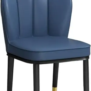 Chairs with Comfortable Backrest, Upholstered Chairs with Carbon Steel Gold Plated Legs, for Hotel, Living room, Cafe(Blue)