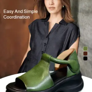 Summer Mom Roman Slope Heel Thick Bottom Sandals Open Toe Summer Hollow Sandals Mom Sandals