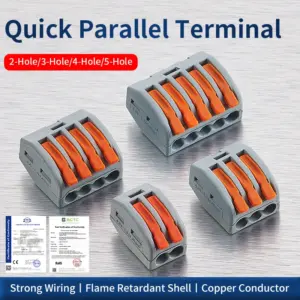 JINH 50 Pcs CMK 41 Lever Wire Quick Connectors 3 4 5 Ports Clamp Electrical Cable Home Terminal Block 0.08-4mm²/ 28-11AWG