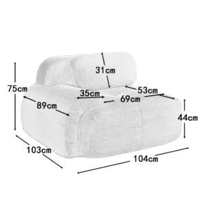 1piece Modern Lovely Sofa Without Armrests with Cushion, Living Room Furniture, Modular Corner Sofa, Premium Cordstock Fabric 3 kf Sa2f40f41237747fc93e6ff1c2faa3251H