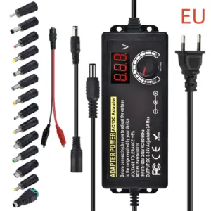 AC to DC Power Supply Adjustable Laboratory Supply Power Source 3V-24V-3A Portable Universal Adapter EU/US Plug Alligator Clip