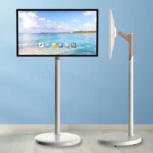 27 32Inch Smart TV 10-Point Touch Screen Monitor Mobile Stand Android12 for Fitness Home Party Office Wireless Casting Rotatable