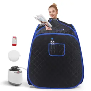 Portable Foldable Steam Sauna, 2.6L Fast Heating, 9 Temperature Settings, Remote Control, 45 Min Auto Shut-Off, Compact Home Spa