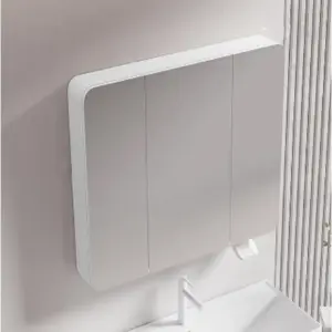 Cabinets With Mirror,Aluminum Vanity Mirror，with Beauty Rack & Paper Hole，Smart Lighted Storage Cabinet，for Bathroom(White,40CM/