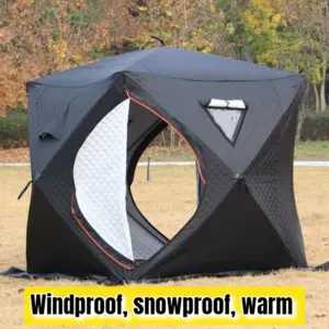3-4 Person Winter Outdoor Pop Up Windproof Thickened Cold Resistant Sauna Room Portable Square Large Ice Fishing House Tent