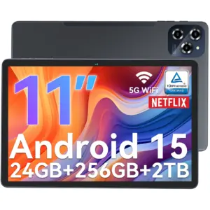 TABWEE W90 Android 15 Tablet 11 Inch - 24GB RAM 256GB ROM, Dual 4G LTE + 5G WiFi,Octa Core T615, 8000mAh, Gemini AI, WideVine L1