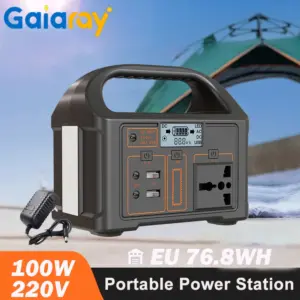 Gaiaray 100W Portable Power Station 76.8Wh LiFePO4 Solar Generator 220V Power Station 24000mAh Power Bank for Outdoor Camping