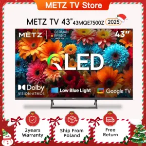 METZ QLED TV 43 Inch 4K Smart LED Television Google Tele HDR 10 MEMC DBX Dolby Atmos Game Hub EyeCare Tuner 2025 43 MQF7500Z