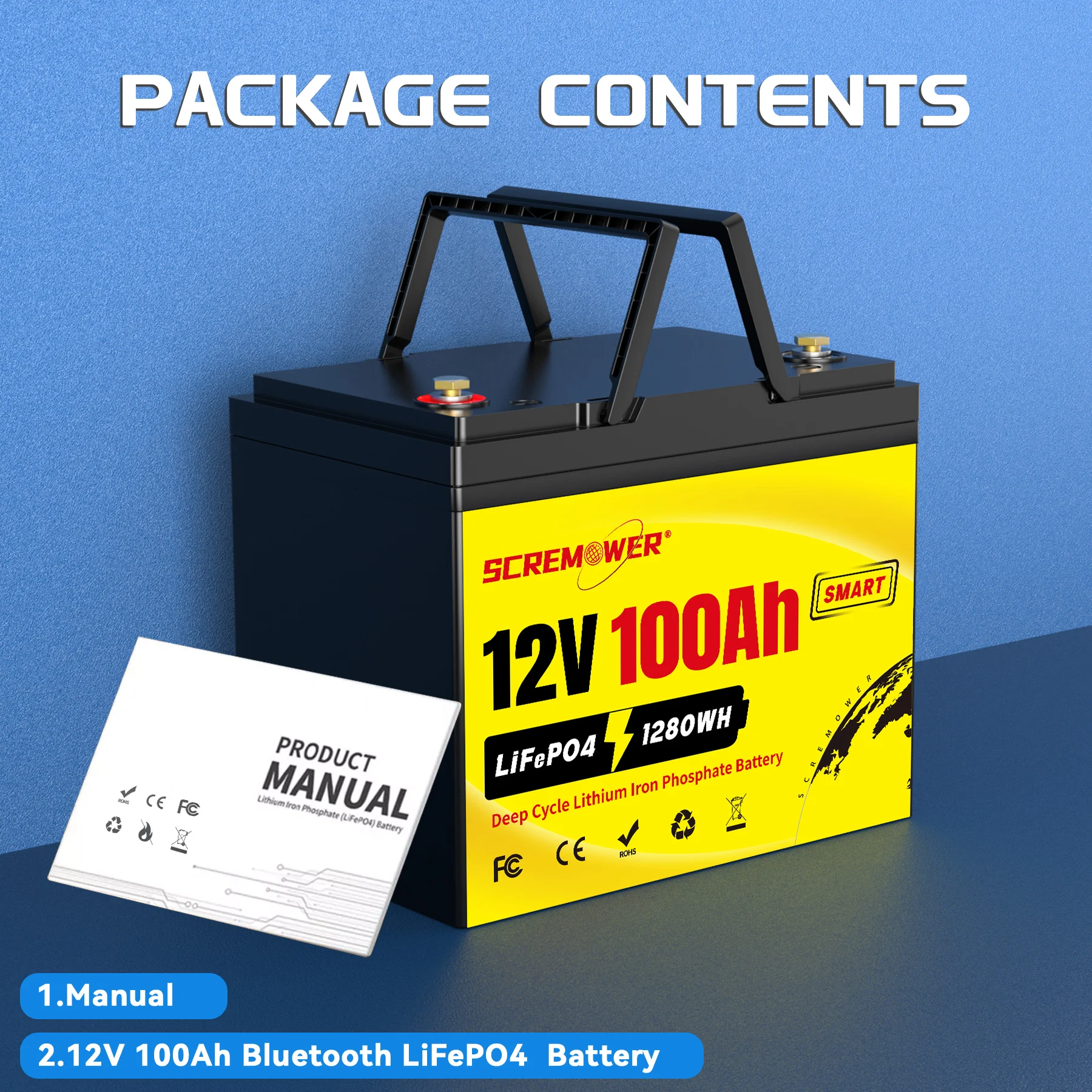 MOSEWORTH LiFePO4 12V 100Ah Battery Pack 12.8V Lithium Battery 8000+ Cycles With Bluetooth BMS Grade A For Boat RV Campers 32 kf Sa9e8e1a5023e42a7a2a027fe2588b9cc3