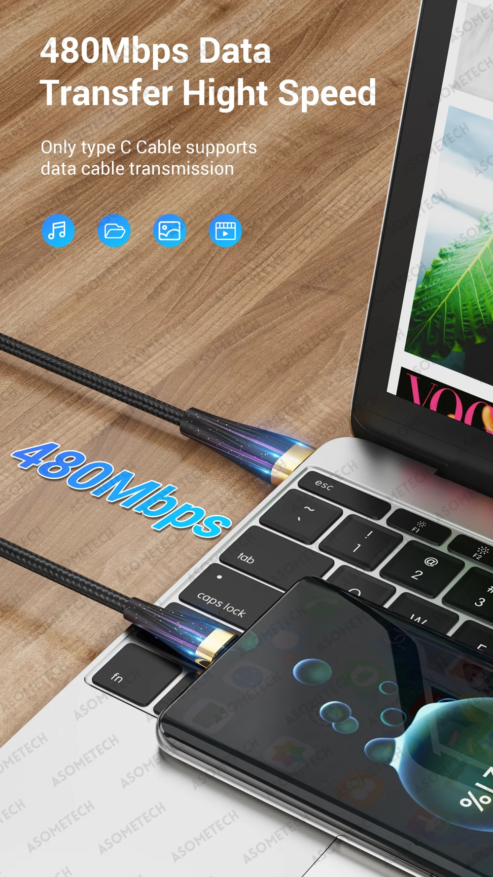 ASOMETECH 3 in 1 USB Charge Cable 6A 100W for Huawei/Honor Portable Micro USB TypeC Cable Charging Cable For iPhone 14 Samsung 11 kf Saa53438cfd554446b6a2707b057c2869E