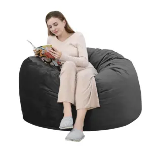 Giant Bean Bag Chair with High-Rebound Memory Foam, Stuffed Bean Bag Sofa with Dutch Velvet Cover, Plush Lazy Sofa