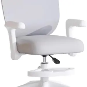 Mesh Office Chair with Flip-Up Armrests, Ergonomic Desk Chair with Lumbar Support, 360° Free Rotation, Adjustable Footrest, Inte